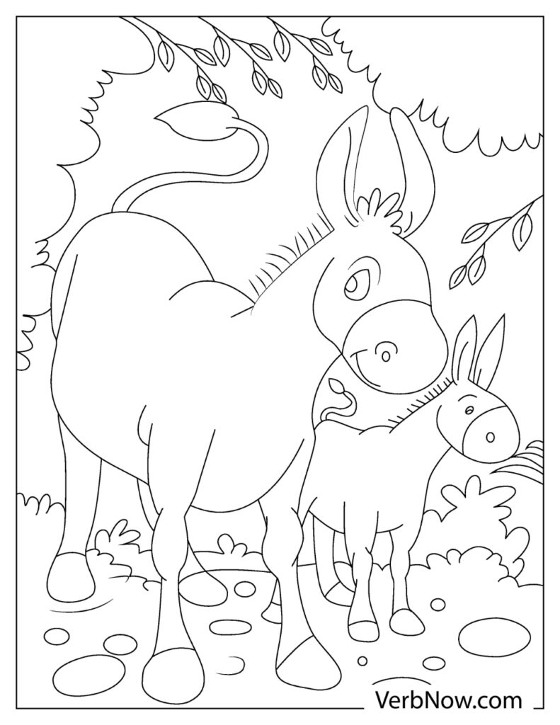 Free donkey coloring pages book for download printable pdf