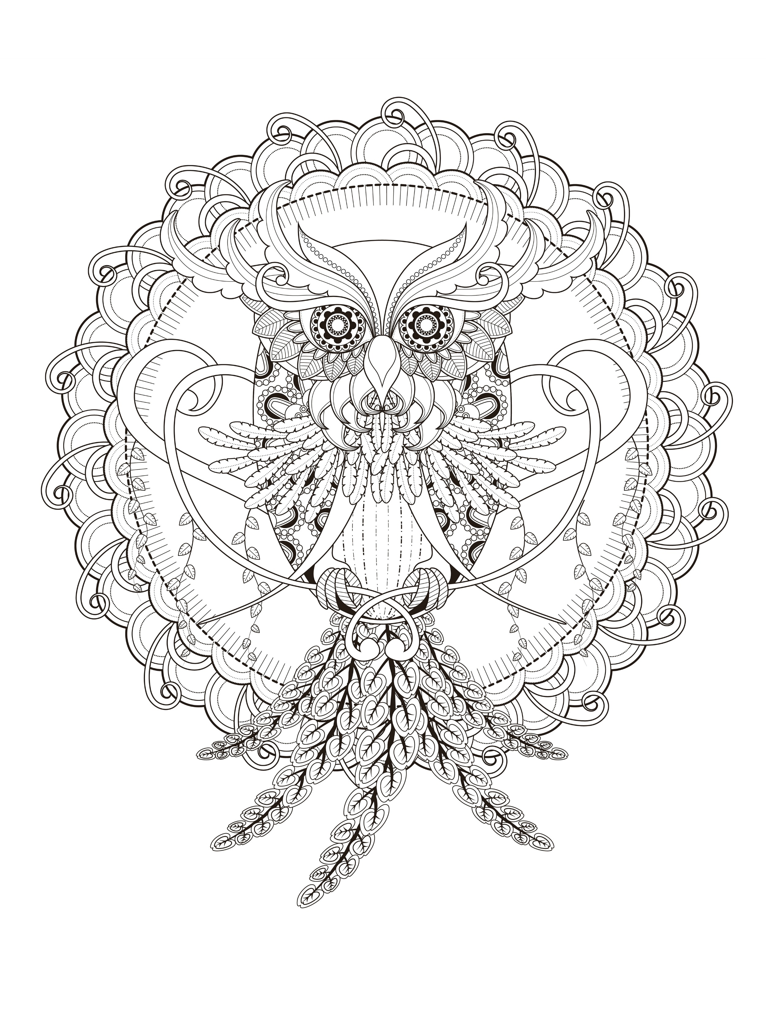 Owl coloring pages for adults free detailed owl coloring pages