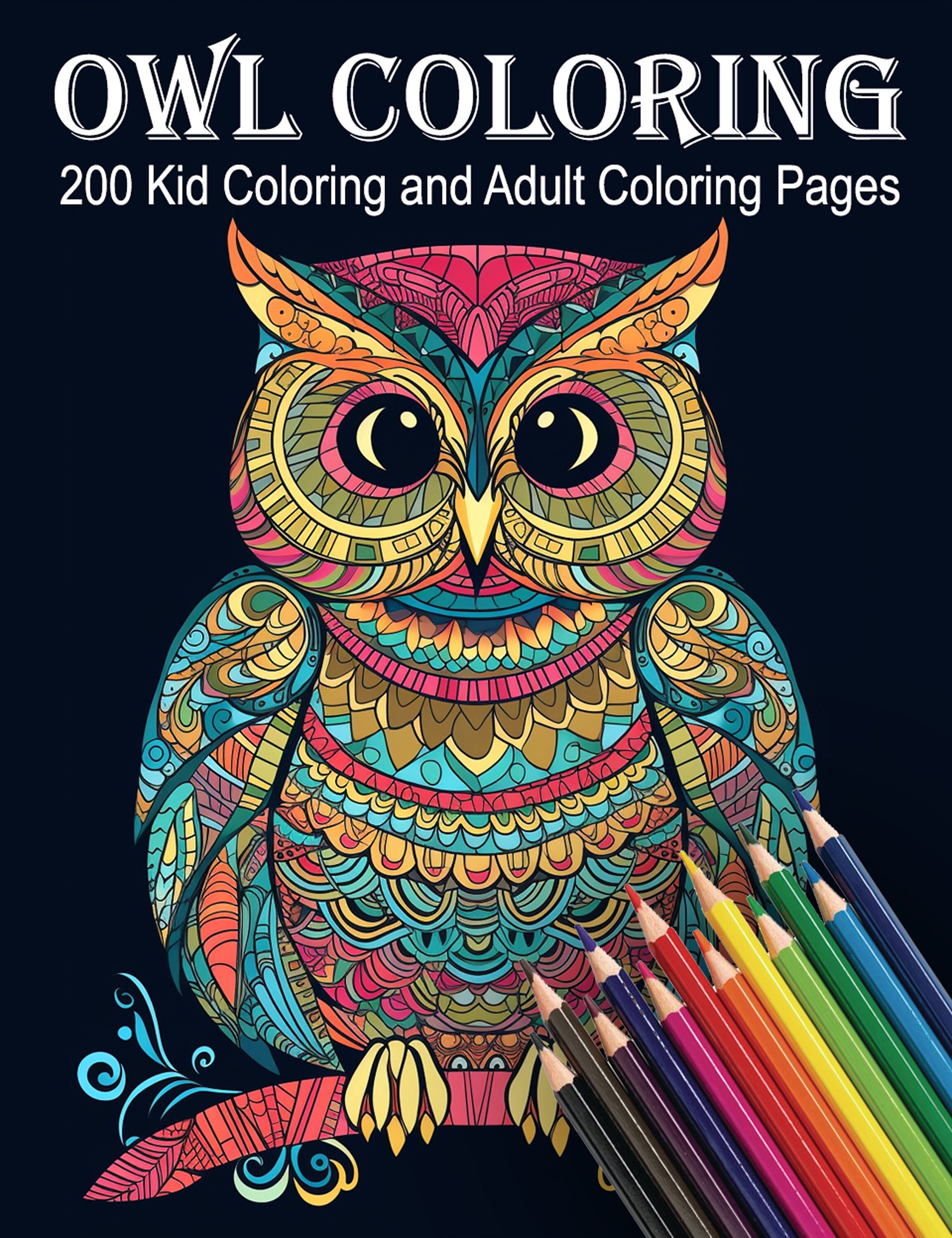 Fun owl coloring book with kid adult coloring pages digital download download now