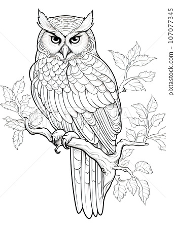 Owl coloring page for adults full