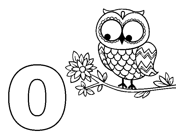 O of owl coloring page