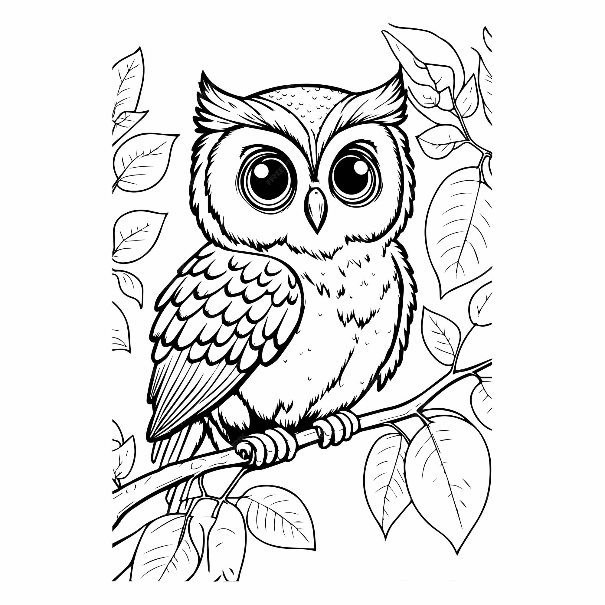 Premium vector cute owl animal for coloring book or coloring page for kids vector clipart illustration