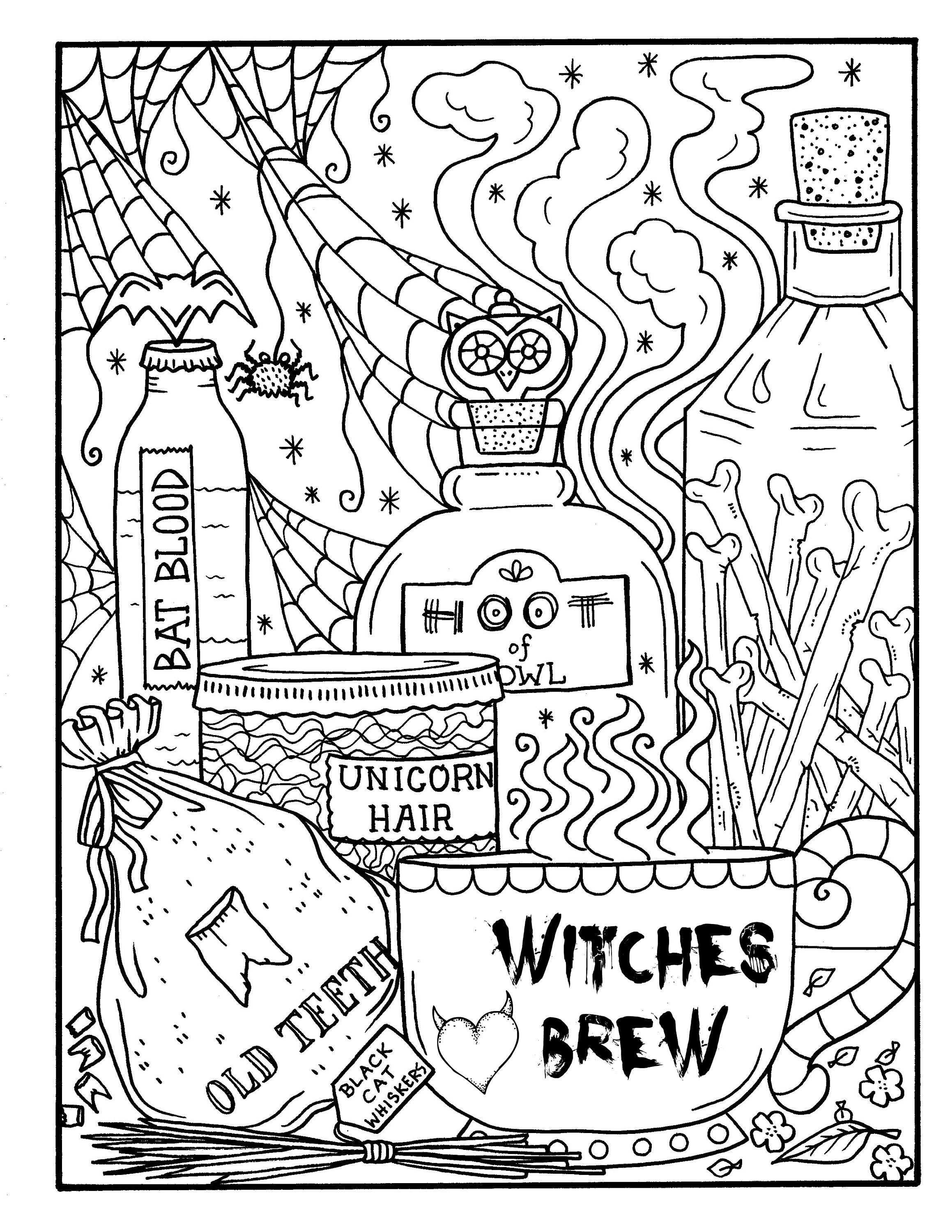 Witchy brew coloring page pdf halloween coloring fun coloring pages to download and color