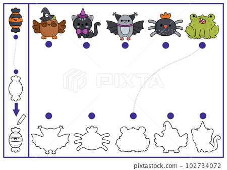 Halloween shape matching coloring and drawing