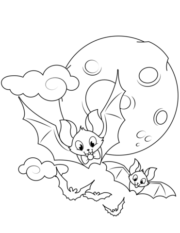 Cute flying bats coloring page free printable coloring pages