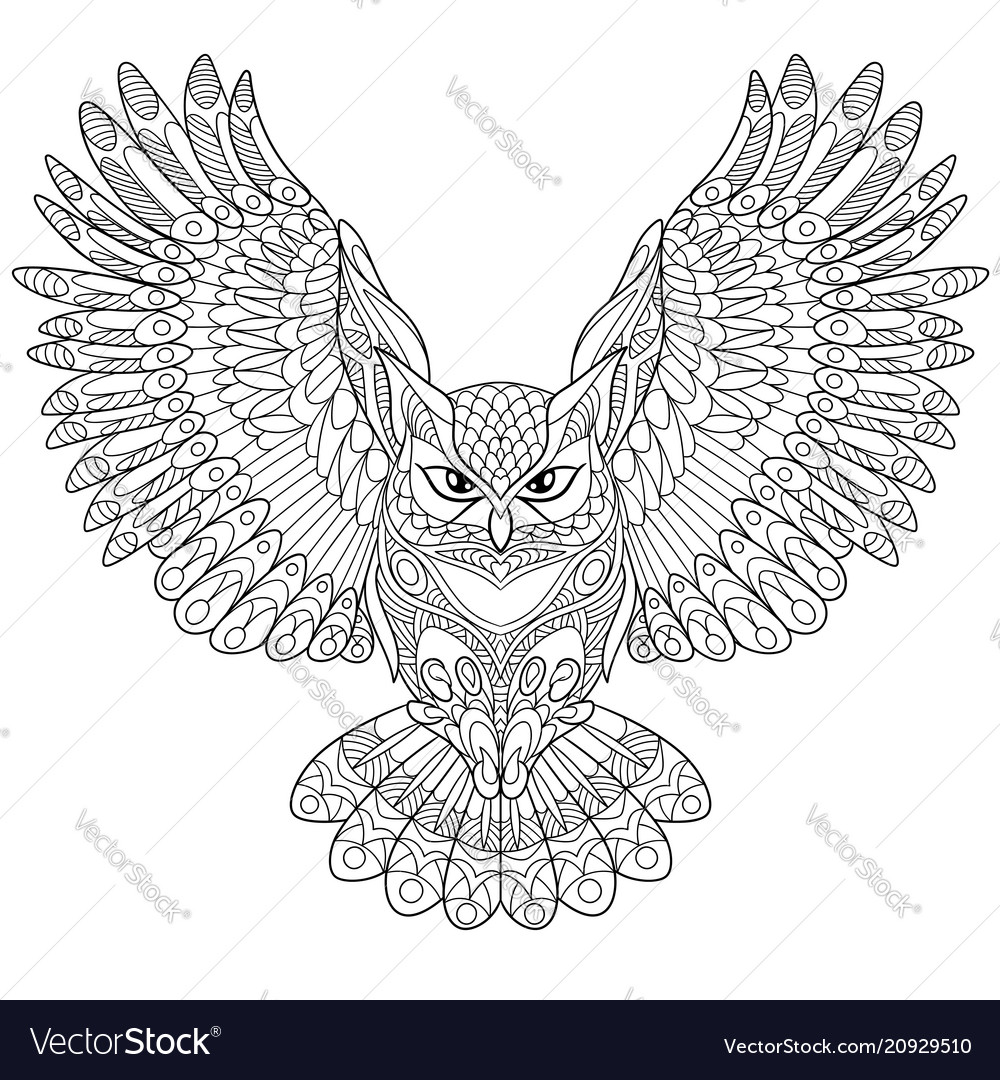 Owl coloring page royalty free vector image