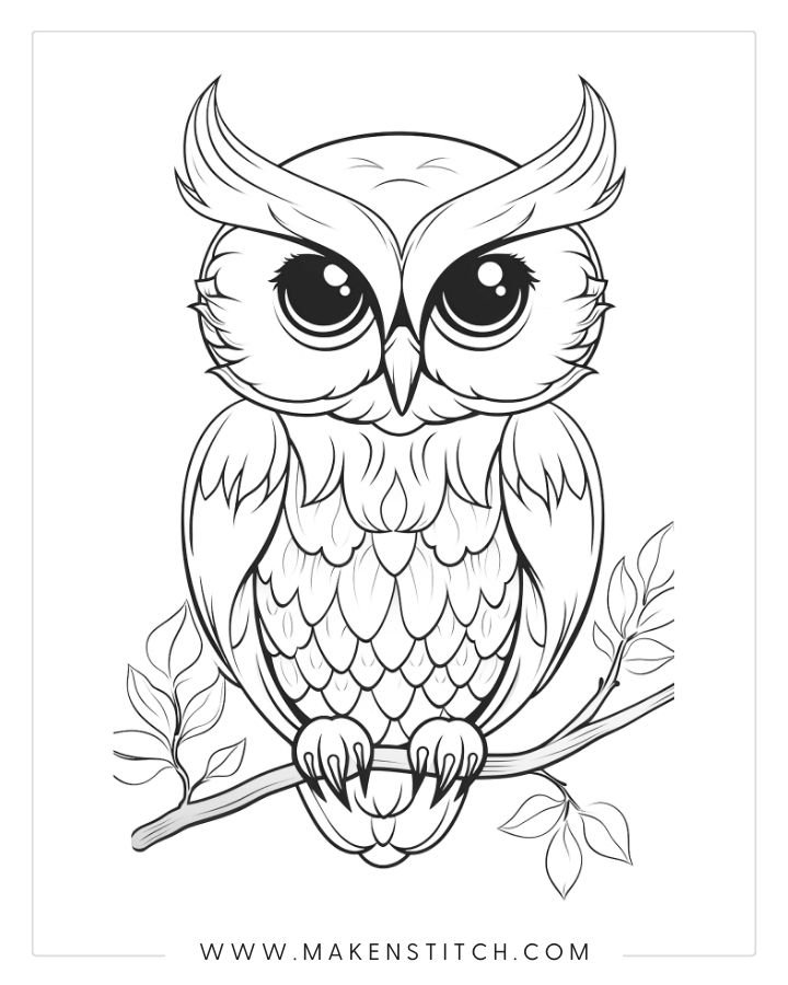 Owls coloring pages for kids and adults