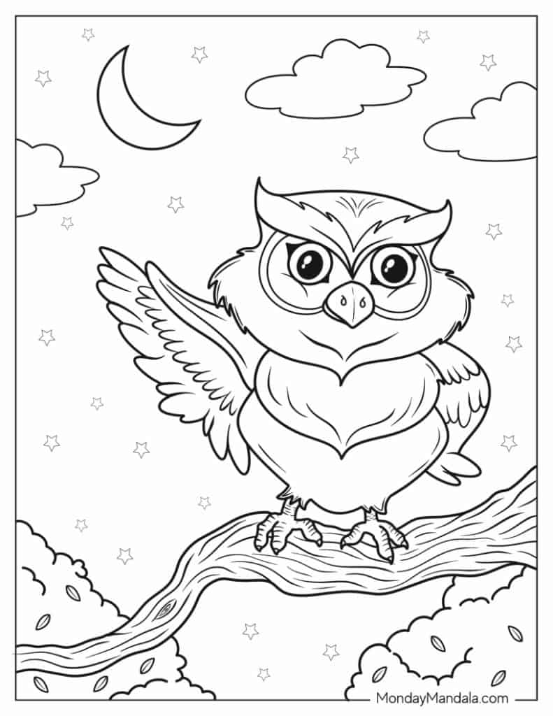 Owl coloring pages free pdf printables