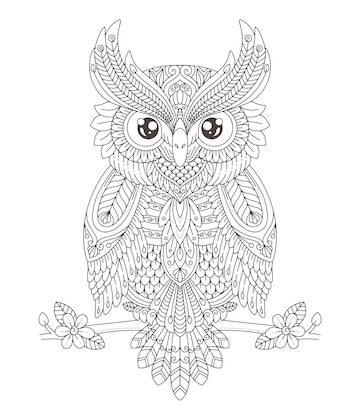 Premium vector printable mandala owl coloring pages