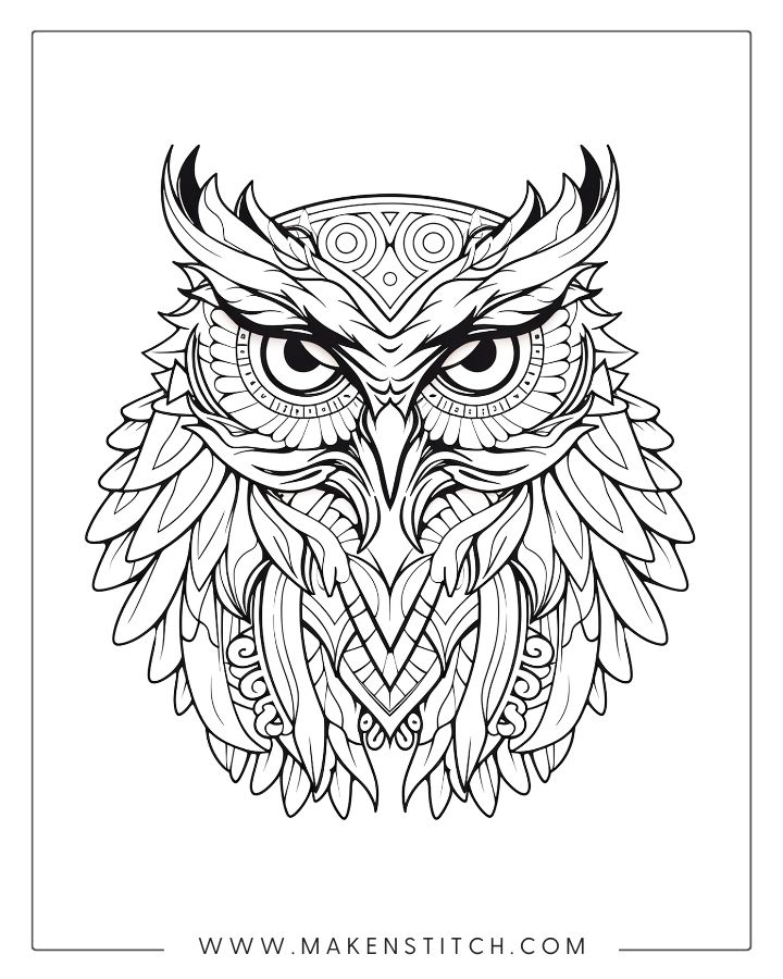 Owls coloring pages for kids and adults