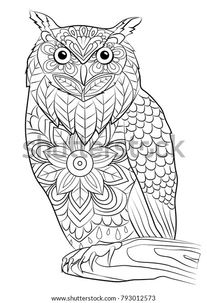 Coloring page owl bird mandala stock vector royalty free