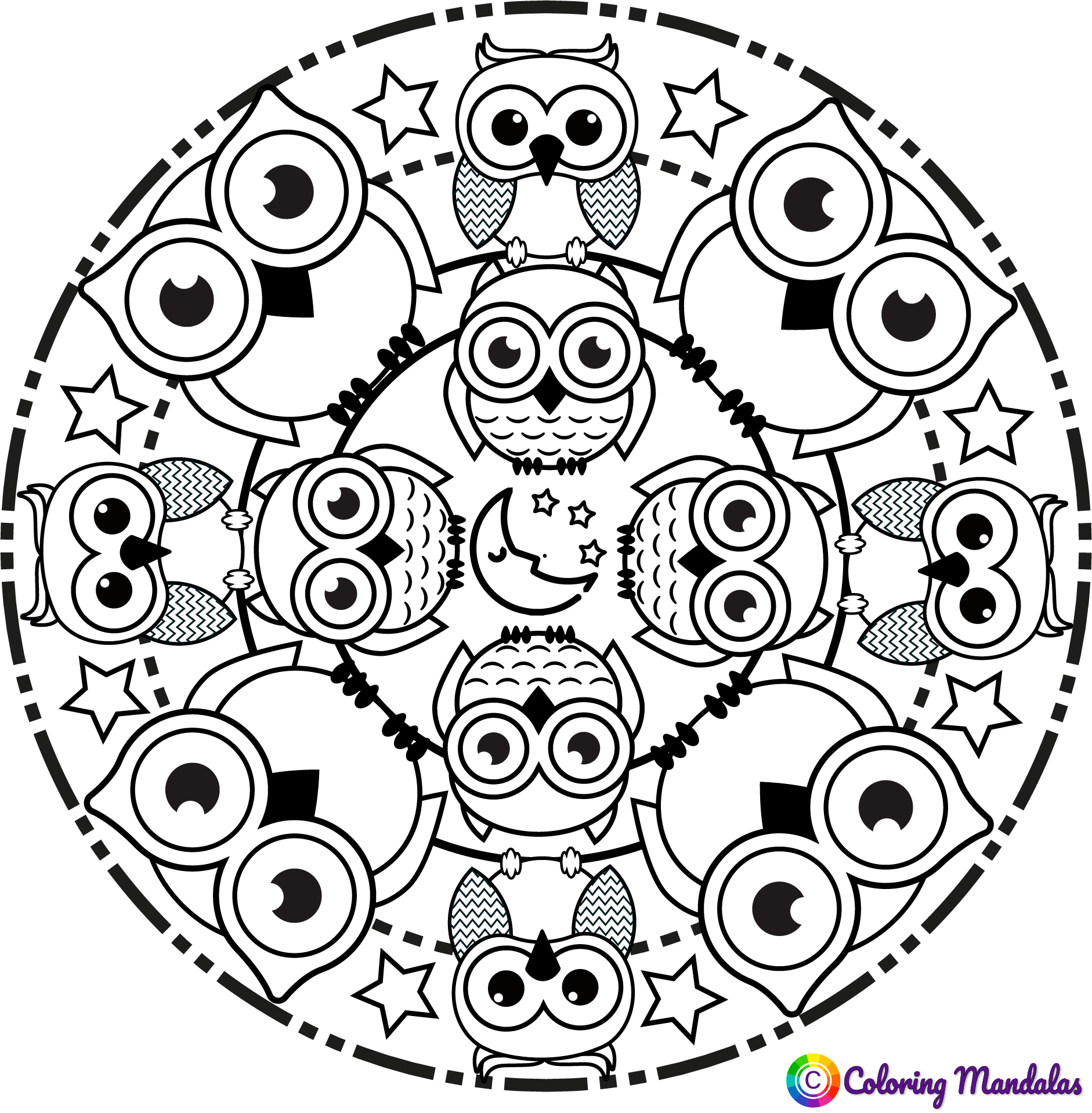 Owl mandala for kids