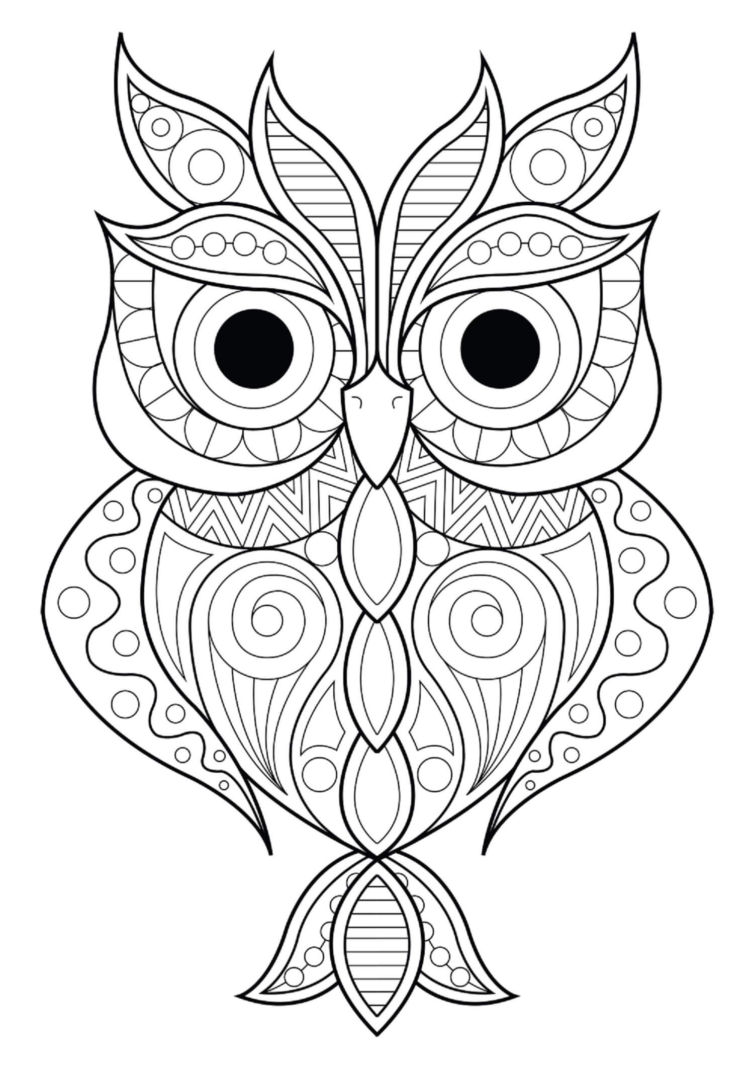 Owl standing mandala coloring page