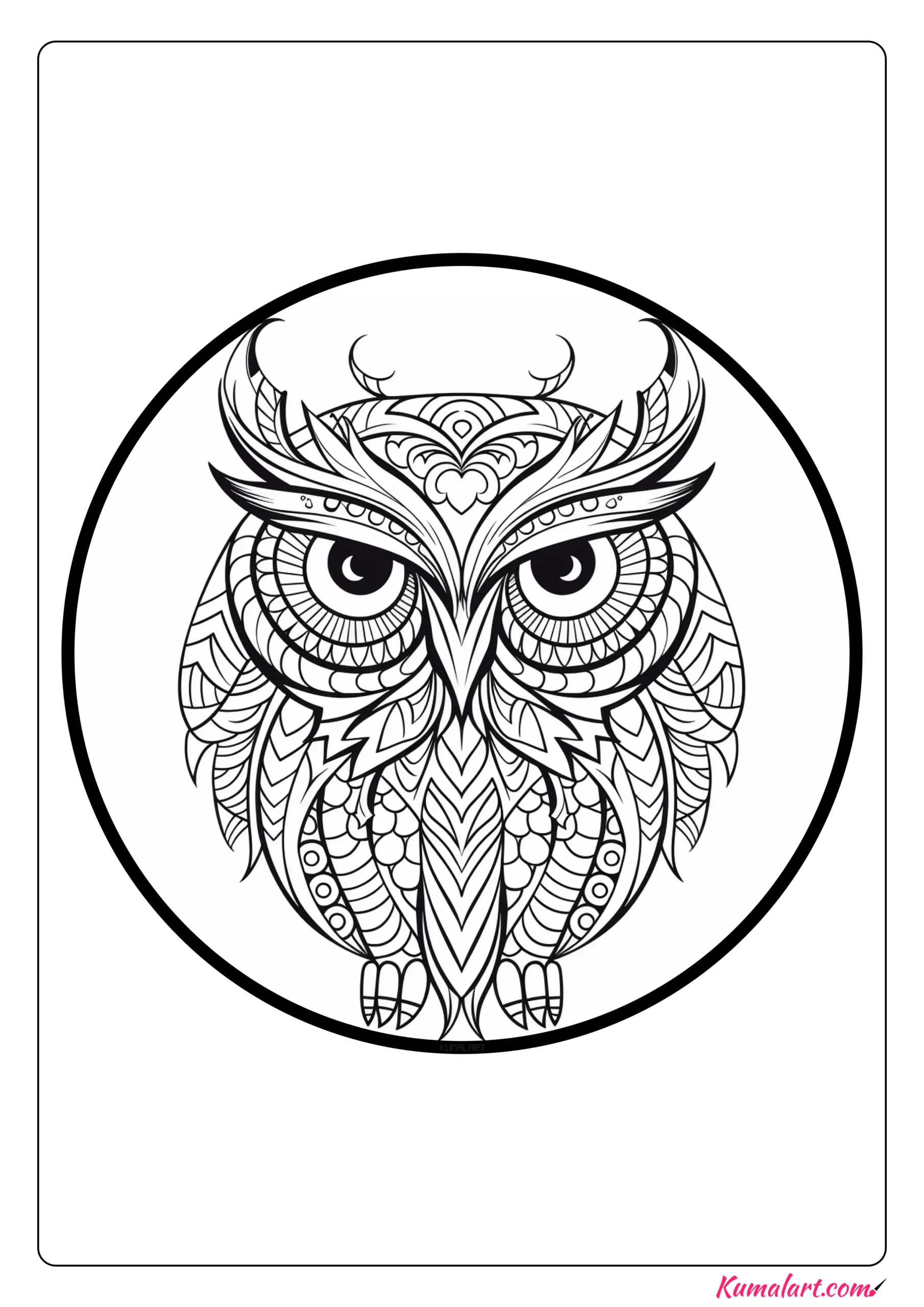 Mia the owl mandala coloring page printable a page