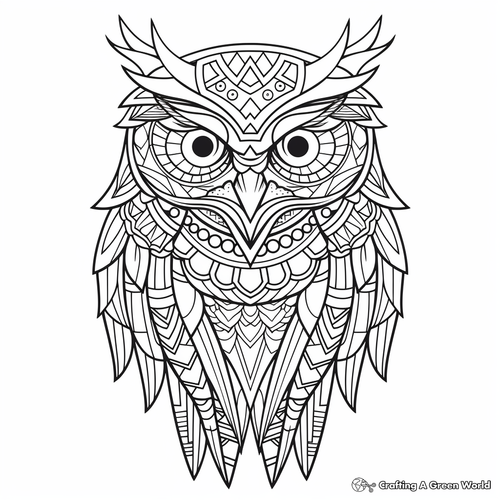 Geometric owl coloring pages