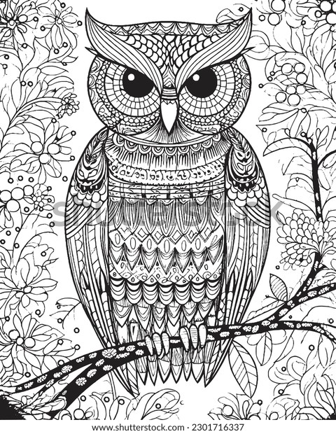 Owl mandala coloring pages kids adults stock vector royalty free