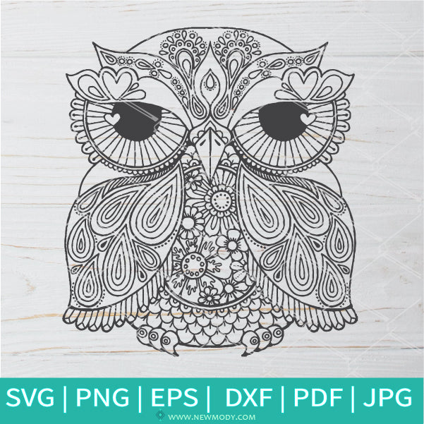 Coloring owl mandala svg