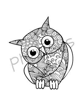 Owl zentangle coloring pages