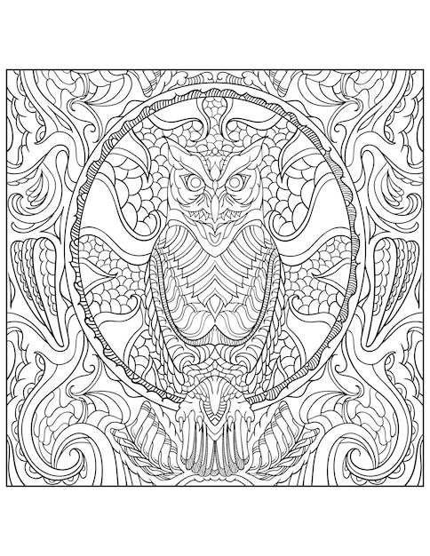 Premium vector owl mandala coloring pages for adults and kids coloring book