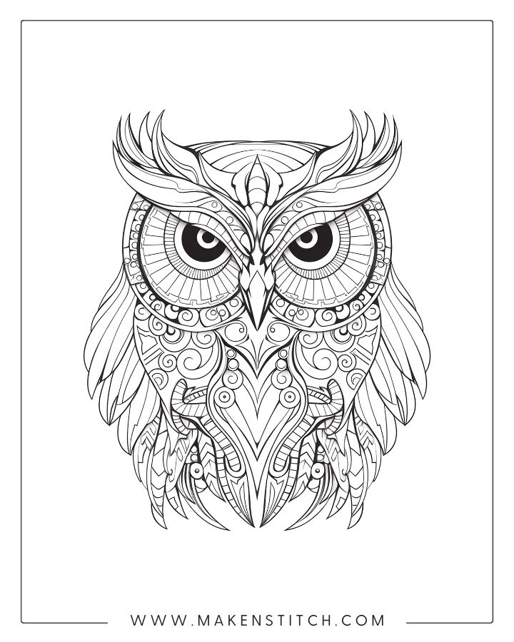 Owls coloring pages for kids and adults