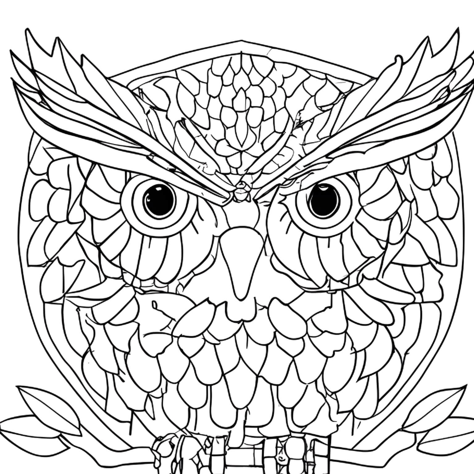 Owl face mandala coloring page