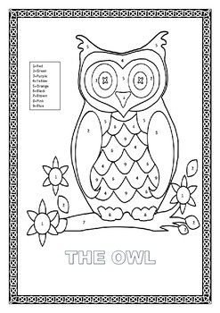 Owl color by number tpt