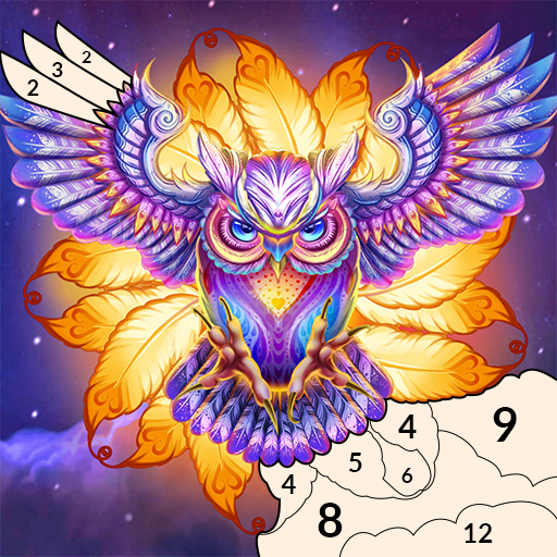 Owl paint by number coloring