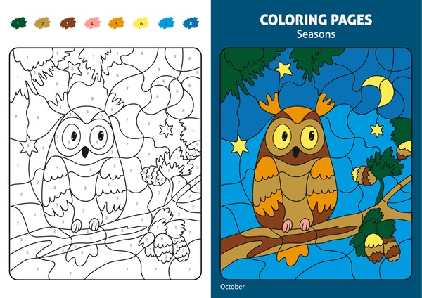 Hundred color by number owl royalty