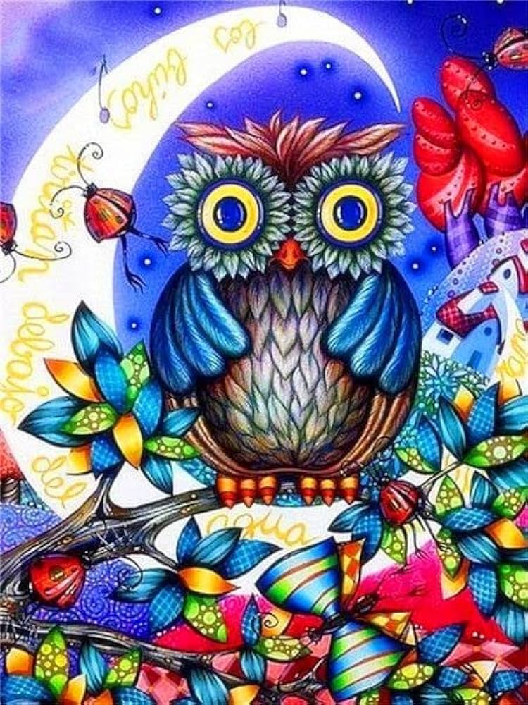 Paint by number owl hand painted painting art gift diy pictures by numbers animals kits drawing on canvas home der xz xcm no frame home kitchen