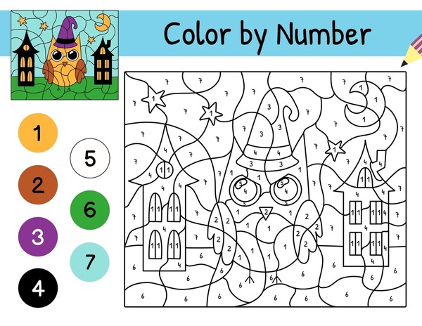 Hundred color by number owl royalty