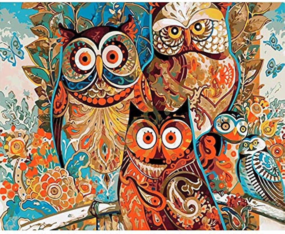 Owl painting by number on nvas acrylic paint for adults diy kits picture drawing coloring by number home decor art a xcm home