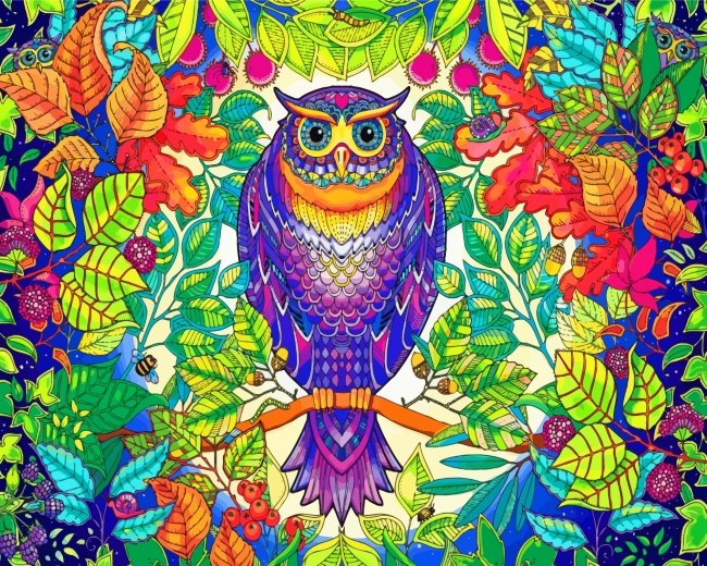 Tropical mandala owl paint by numbers