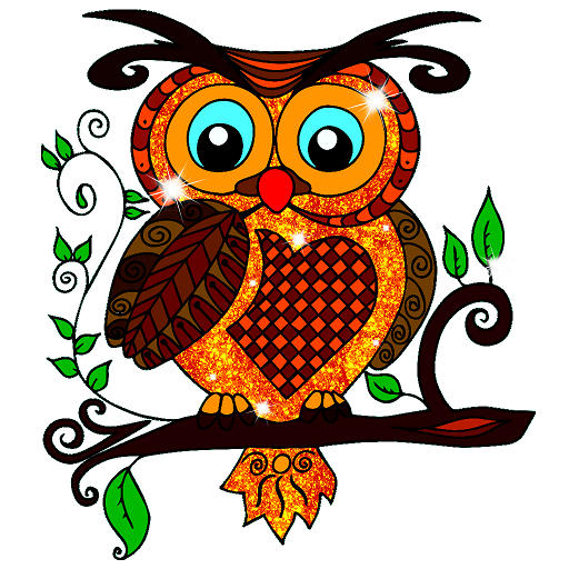 Owl color by number birds art