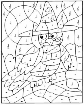 Color by music halloween owl halloween coloring pages printable coloring pages halloween coloring sheets