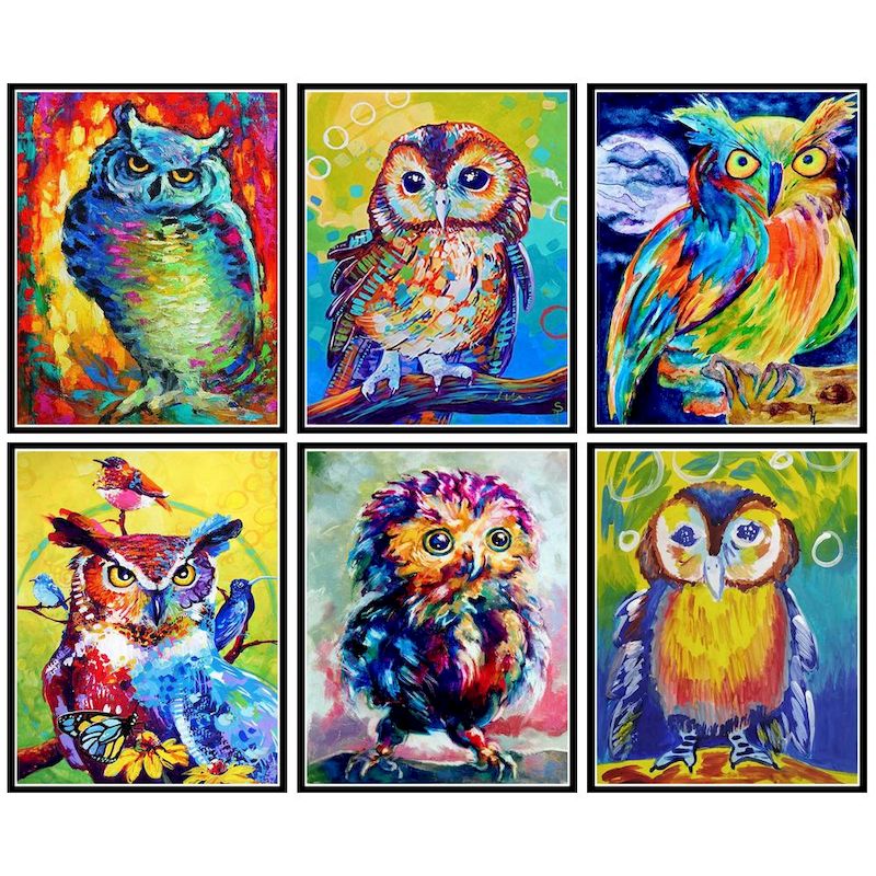 Gatyztory framele paint by number color owl art drawing on canva gift diy picture by number animal kit home decor