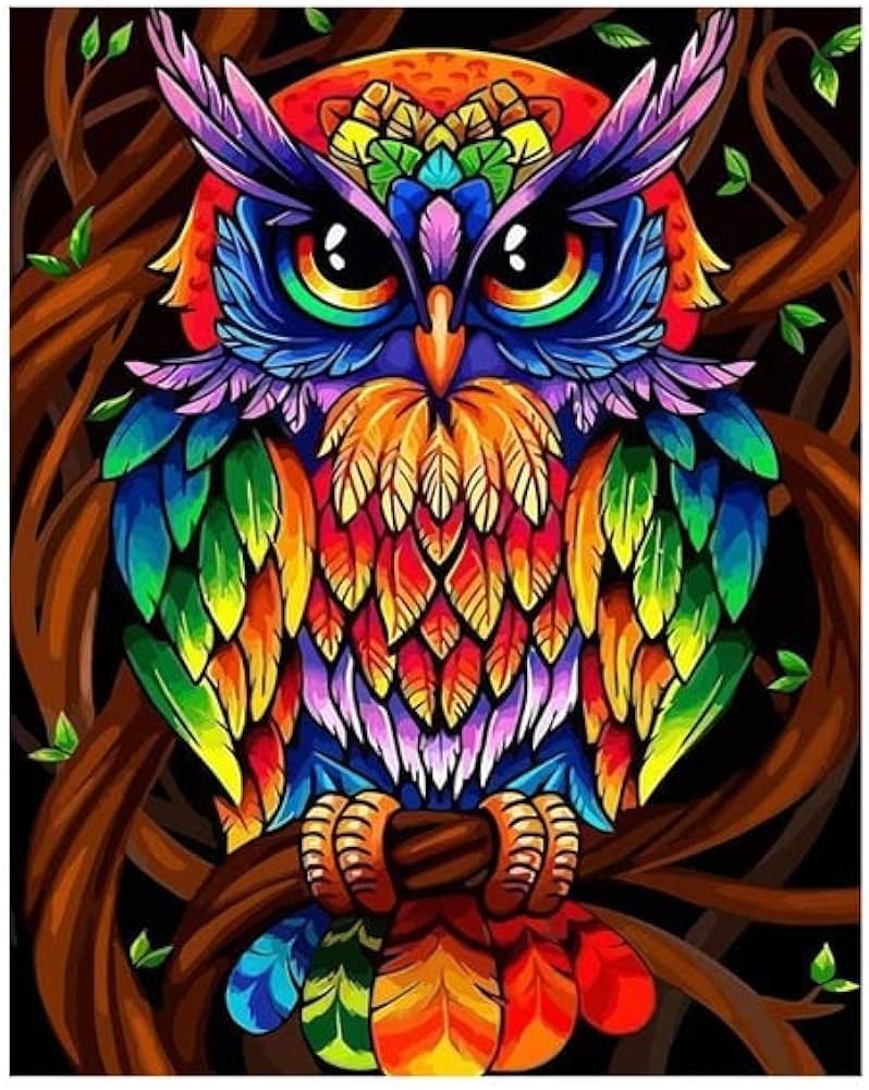 Owl painting by number on nvas acrylic paint for adults diy kits picture drawing coloring by number with frame home decor art a xcm home