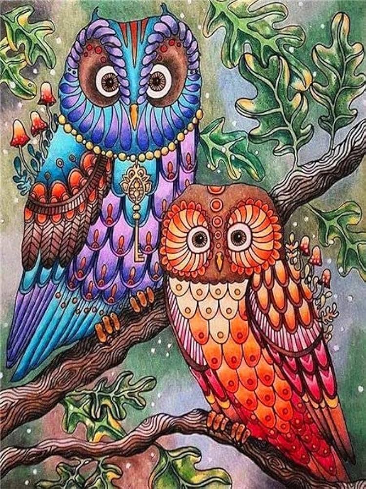 Paint by number owl hand painted painting art gift diy pictures by numbers animals kits drawing on canvas home der xz xcm no frame home kitchen