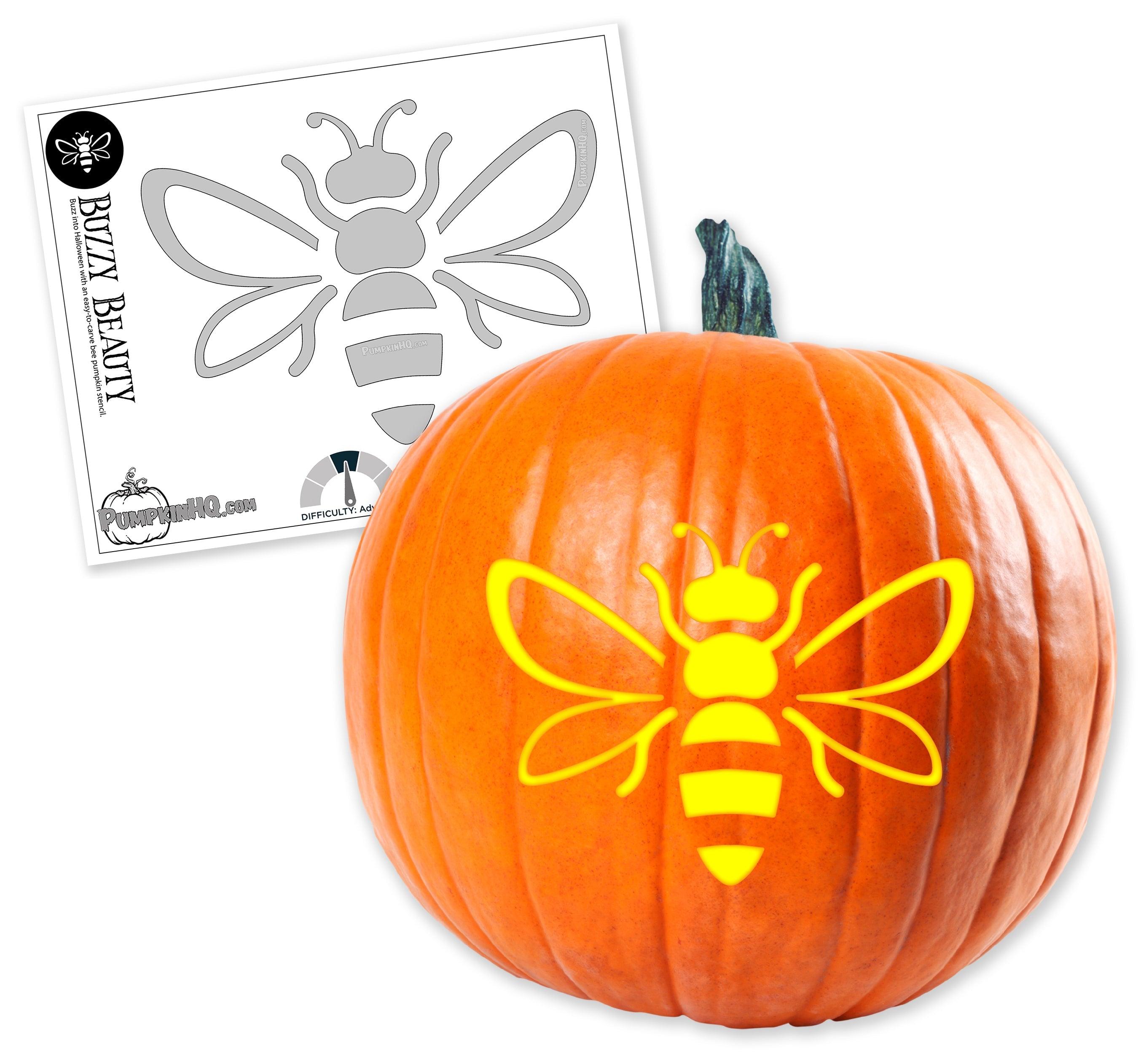 Buzzy bee pumpkin carving stencil