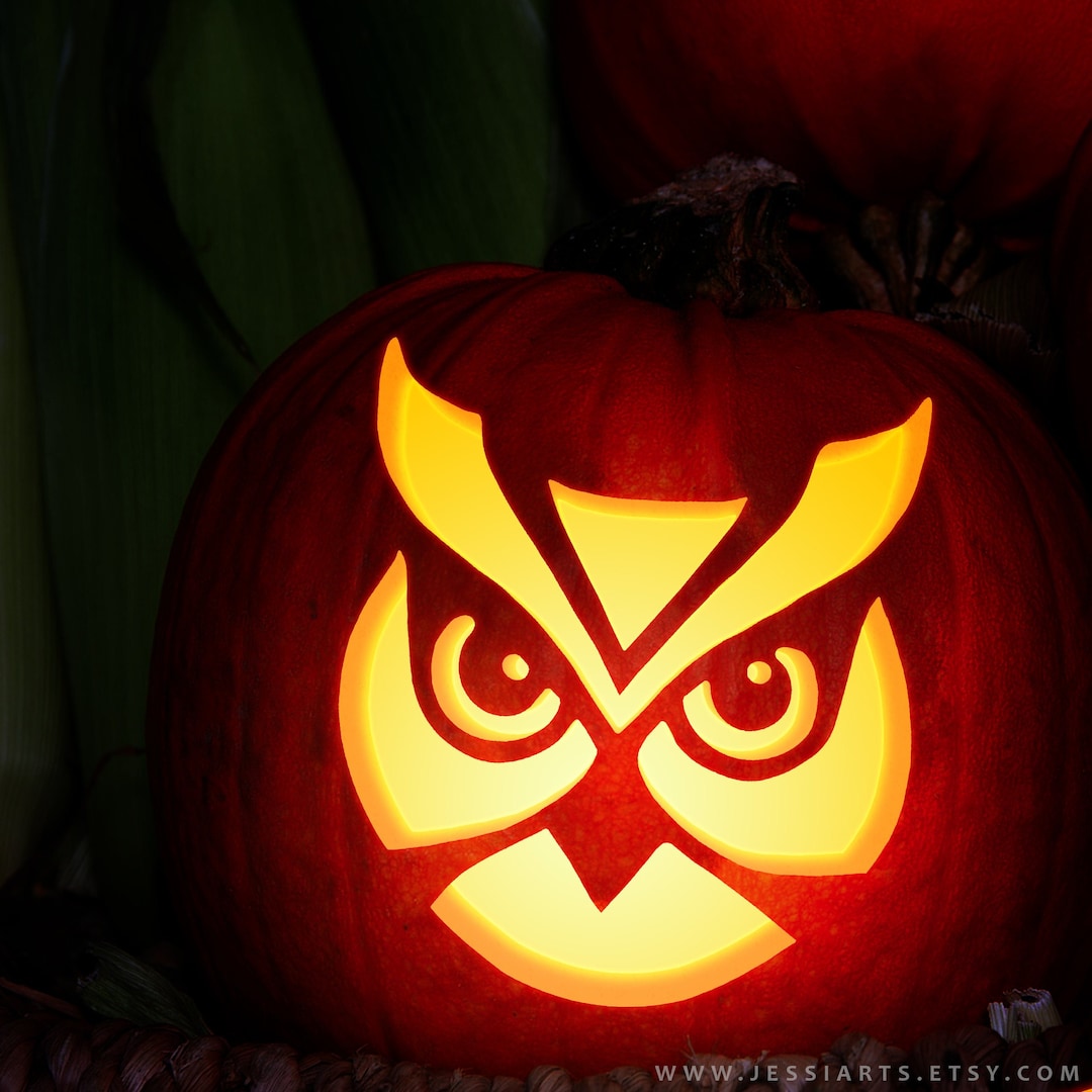 Printable owl face pumpkin carving stencil halloween pumpkin carving template owl pumpkin carving