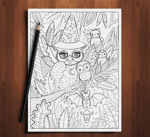 Owl halloween owl coloring pagehalloween coloring page halloween fun halloween witch whimsical coloring page halloween coloring page