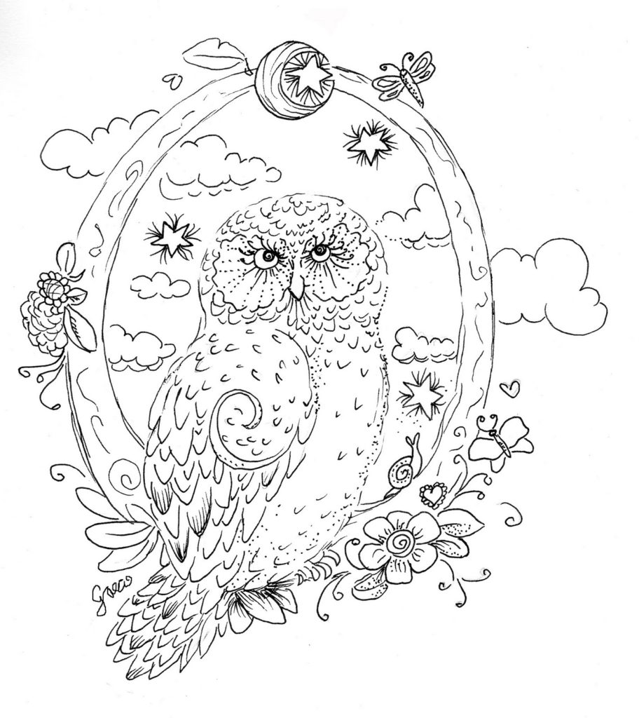 Owl coloring pages for adults free detailed owl coloring pages