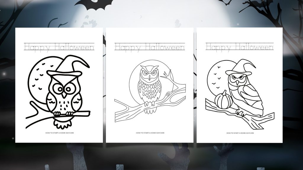 Halloween owl coloring pages