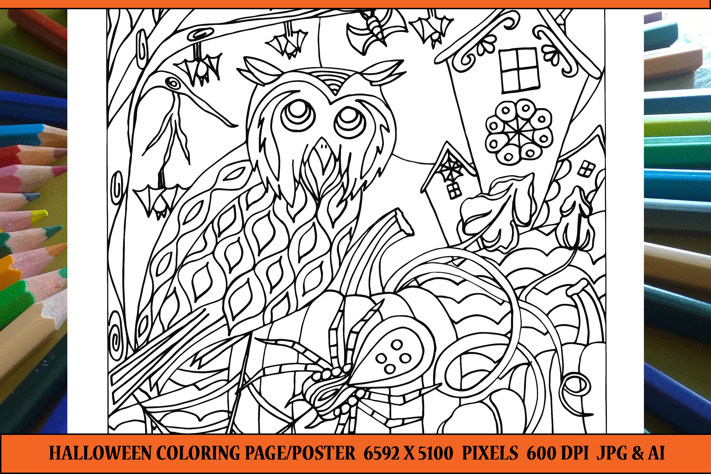 Halloween coloring book pageposter