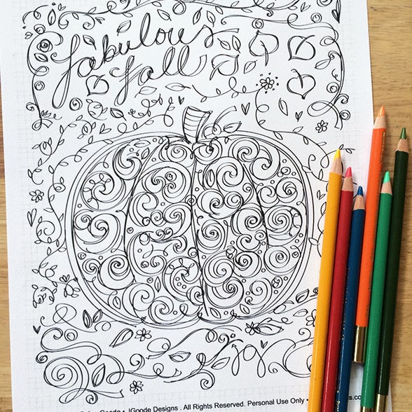 Pumpkin coloring page for fall