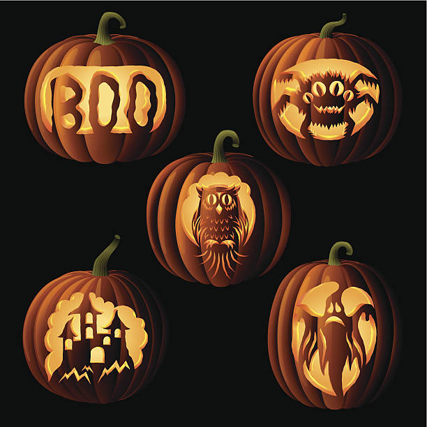 Owl pumpkin carving stock illustrations royalty