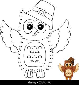 Dot to dot thanksgiving owl coloring pages stock vector image art