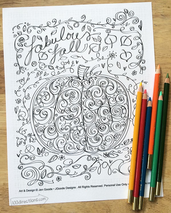 Pumpkin coloring page for fall