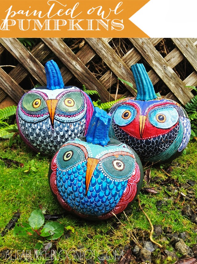 Painted owl pumpkins