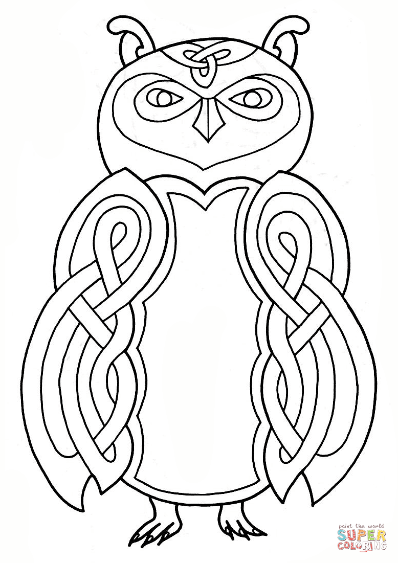 Celtic owl design coloring page free printable coloring pages