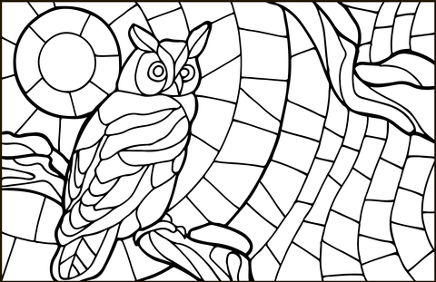 Owl stained glass coloring page free printable coloring pages